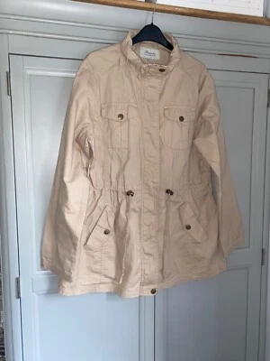 Safari Coat Jacket Beige Size 14 Anorak Mac Travel Lightweight Cream Zip Spring - Image 1 of 4