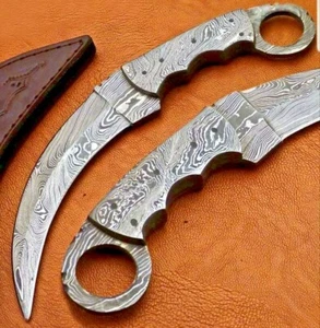 Full Tang handgeschmiedet Damaststahl Jagd Karambit Messer ganz Damastkörper - Bild 1 von 4