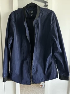 H&M Men’s Navy Blue/Black Trim Bomber Zipper Jacket - Picture 1 of 4