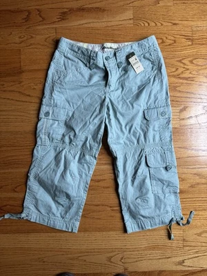 NUEVO Pantalones capri cargo Eddie Bauer para mujer talla 6 verde menta mezcla de algodón Foto 1 de 4