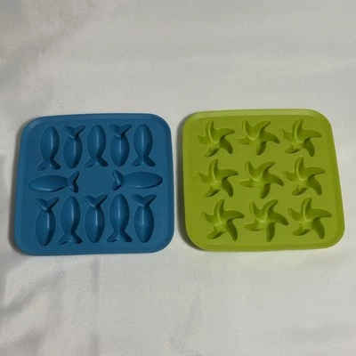 Ikea Beach Theme Ice Cube Tray Bundle Fish Star Lot of 2 Flexible Plastic - Image 1 of 4