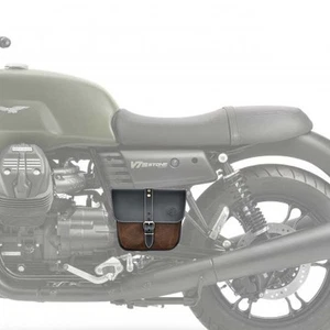 Borsa EX MOTO fianchetto MOTO GUZZI V7 850 >2021 e V7 III marrone nera - Picture 1 of 5