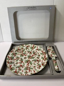 Vintage Cake Plate/Server 10 3/4” Formalities by Baum Bros Strawberries W/Box - Picture 1 of 9