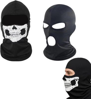 2 PCS Ghost Mask Skeleton Motorcycle Balaclava Skull Face Halloween Full Men's