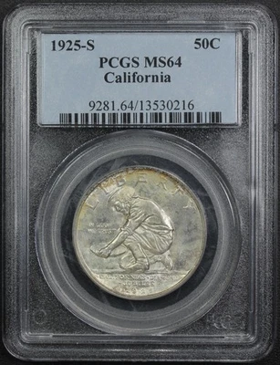 1925 S California Diamond Jubilee Commemorative Silver Half Dollar 50C PCGS MS64 - Image 1 of 4