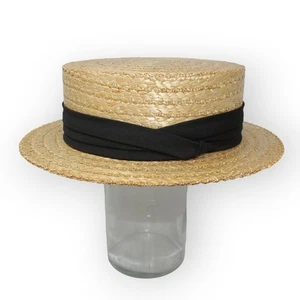 Sombrero de Paja Ben Silver Boater 7-1/4 59 Charleston Londres Hecho en Inglaterra ENVÍO GRATUITO - Imagen 1 de 17