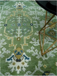 Green Turkish Oushak Rugs Hand Knotted 3x5 4x6 5x7 6x8 7x10 8x11 Wool Area Rugs - Picture 1 of 8