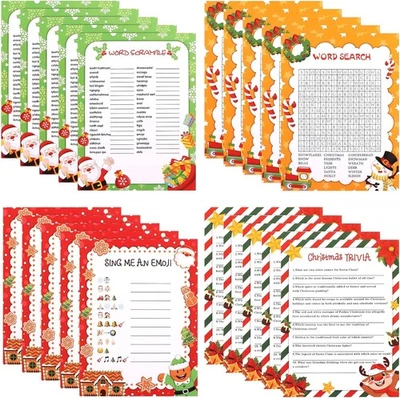CCINEE 54 Piezas Navidad Trivia Fiesta Juego Tarjetas, Navidad Búsqueda de Palabras Trivia Scr Foto 1 de 4
