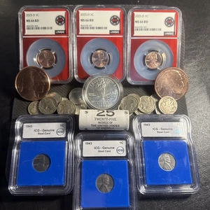LOT OF VARIOUS SLABBED, AND RAW COINS - A Nice Mix Of Graded, Slabbed, Raw Coins - Picture 1 of 10