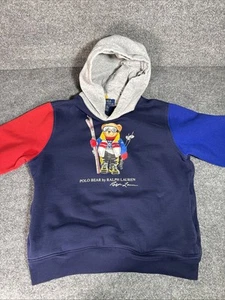 Polo Ralph Lauren Hoodie Boys Large Polo Bear Color block Fleece Big Boys Ski - Picture 1 of 9
