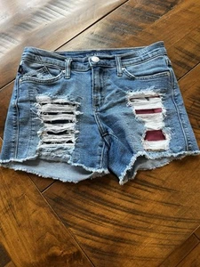 Rock & Republic Shorts Damen 4 Hula amerikanische Flagge Denim Jeans abgenutzte Risse - Bild 1 von 7