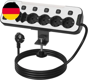 Tischsteckdose Mit USB C, PD20W Schreibtisch Steckdosenleiste Einzeln Schaltbar, - Bild 1 von 12
