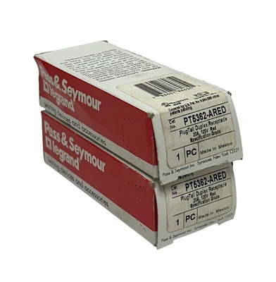 2 RECEPTÁCULOS DÚPLEX PASS & SEYMOUR LEGRAND PT5362-ARED / PT5362ARED 20A NSMP Foto 1 de 3