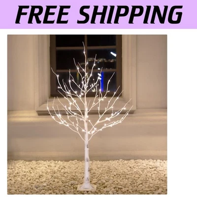UL Certified 3ft Lighted Birch Tree with 64 Warm White LEDs for Holiday Elegance - Image 1 of 4