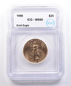 1996 $25 American Gold Eagle 1/2 Oz 0.5 Oz Gold MS69 ICG *2085 - Picture 1 of 3
