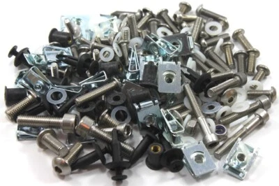 207 piece Universal Stainless Motorcycle Fairing & Frame Bolts Wellnut Clips Kit - Image 1 of 4