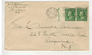 ALTE UNGEZÄHNTE VERWENDUNG 1909 BROOKLYN #343 PAAR & EXTRA SELVAGE INITIALEN - Bild 1 von 3