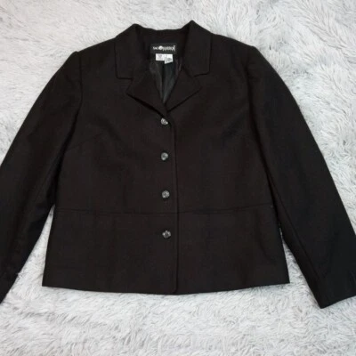 Vintage Sag Harbor Jacket Womens 10 Petite Black Wool Blazer Faux Pockets Lined - Image 1 of 4