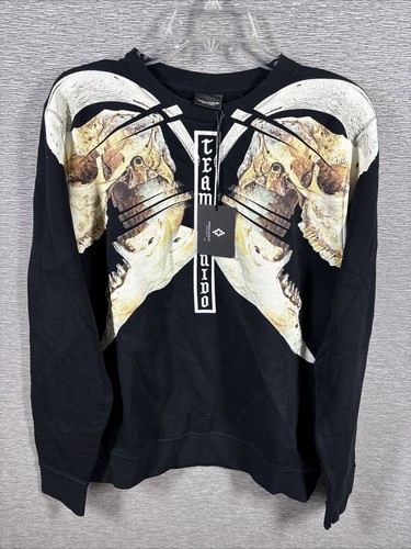 RARO Marcelo Burlon Team Sonido Pullover Felpa Girocollo Nero Taglia M NUOVO