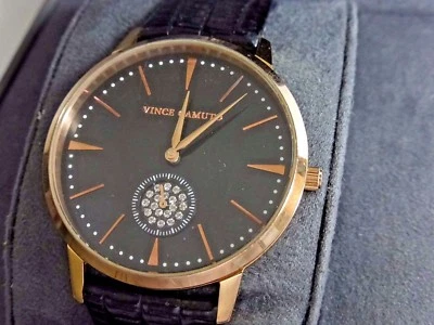 Vince Camuto VC/5315RGBK relógio feminino ouro rosa com cristal acentuado com pulseira de couro - Imagem 1 de 4