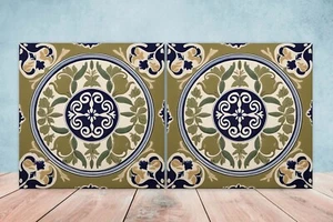Azulejos de pared de cerámica griega - Juego de 2 azulejos de arte de cerámica para salpicadero de cocina para baño - Imagen 1 de 3