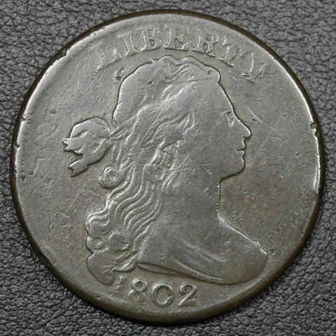 1802 S-232 Reverse Die Cud Draped Bust Copper Large Cent Cover