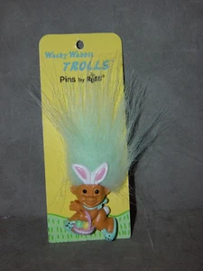 Troll Doll 1 1/2" Russ Easter Bunny Pin Blue Hair - Picture 1 of 1