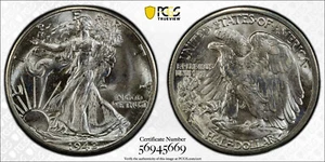 1942-D Walking Liberty Silver Half Dollar 50C PCGS MINT STATE 65 MS 65 Walker - Picture 1 of 5