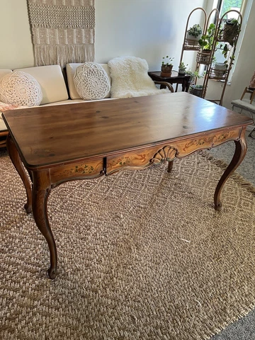 French Louis XV Style Mahogany Writing Desk Table Circa 1970’s Cover