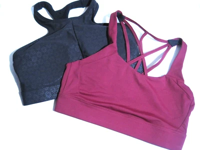 2 Sujetadores deportivos ZYIA ACTIVE negros Flower Power espalda deportiva granate con tiras para mujer M Foto 1 de 4