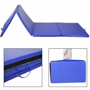 4'x10'x2" Gymnastics Mat Gym Folding Exercise Mats Stretching Yoga Blue - Picture 1 of 8