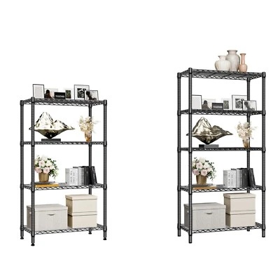 M MZG 4/5 Tier Shelf Metal Shelves Steel Wire Shelving Units Kitchen Garage Rack Black