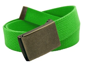 Build A Belt Kid's Antique Gold Flip Top 1.25" Wide Buckle with Canvas Web Belt - Picture 1 of 25