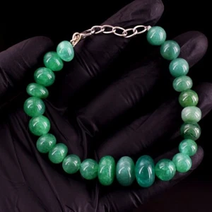Excellent Round Shape 134 Cts Green Emerald Beaded Wonderful Bracelet VK 47 E692 - Imagen 1 de 3