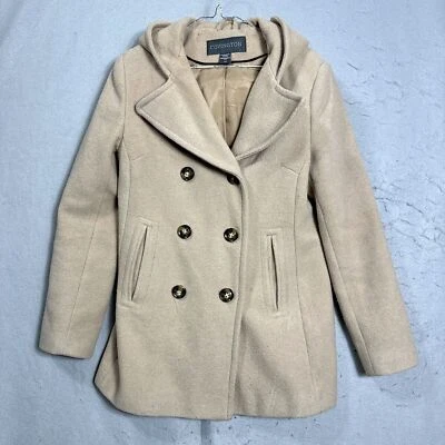 Chaquetón con capucha de doble botonadura beige Covington para mujer talla S Foto 1 de 4