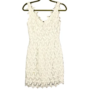 Vestido Lilly Pulitzer Blanco Mujer Talla 0 Encaje Cuello en V Sin Mangas Forrado Floral Mini - Imagen 1 de 17