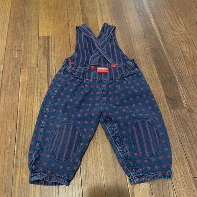 Винтажный джинсовый комбинезон OshKosh B'gosh 24 месяца Vestbak розы цветы сделано в США - Изображение 1 из 4
