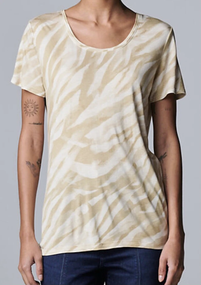 Nueva Camisa Top Para Mujer Simply Vera Wang - Grande / L Pequeña - Bronceado Suave Tigre Foto 1 de 1