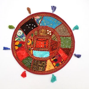 Indian Patchwork Home Decor Gypsy Ethnic Round Floor Cushion Cover Case Iz - Picture 1 of 4