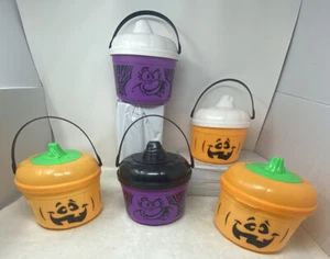Vintage 1986 / 1993 McDonalds Ghost Witch Halloween Bucket Candy Pail Lot of 5 - Picture 1 of 9