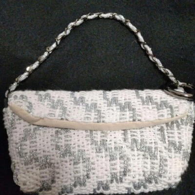 Maria La Rosa Milano Accessory Bag Handbag Pouch White x Silver w/Dust Bag NWT - Image 1 of 4