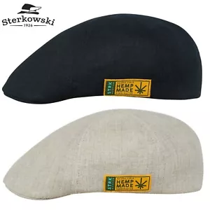 Berretto piatto Sterkowski RUSTY canapa classico vintage uomo fatto a mano anatra beige/nero - Foto 1 di 14
