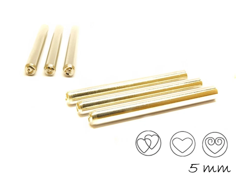 3 Herz Stempel, Design-Stempel Schlagstempel, Beadsmith, Schriftgröße: 5 mm - Bild 1 von 1