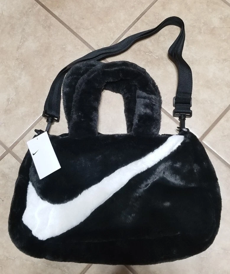 Nike Sportswear Faux Fur Tote Bag for Women Black DQ5804-010 Great