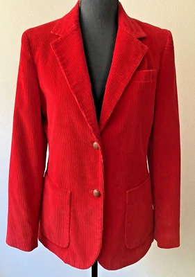 Blazer Jones NY Haberdashery rojo pana vintage años 70 con parches en el codo mediano Foto 1 de 4