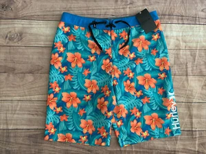 Boys Hurley Neptune Blue Hawaiian Board Shorts Bathing Suit Sz 18 NEW NWT - Picture 1 of 9