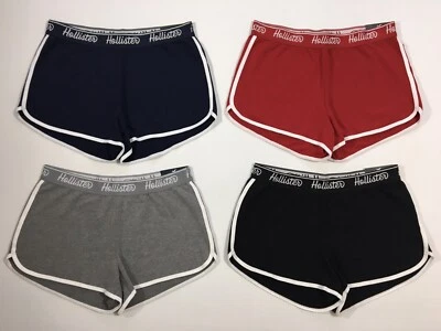 Bermuda de moletom Hollister feminina terry logotipo faixa bainha curva curta XS S M G XL!! - Imagem 1 de 3