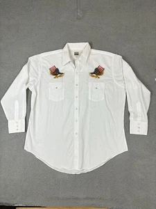 Ely Cattleman Button Up Shirt Mens 2XL Pearl Snap USA Flag Eagle Western Cowboy - Picture 1 of 12