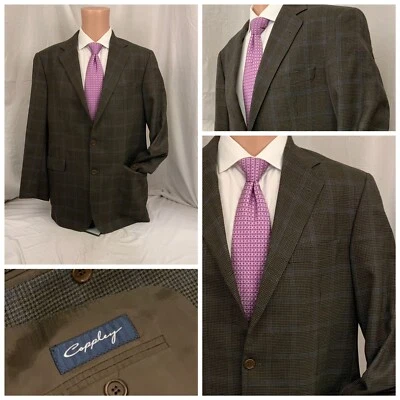 Coppley Blazer Sportcoat 41L Brown Check Wool 2B 2V Bespoke YGI S2-170 - Image 1 of 4
