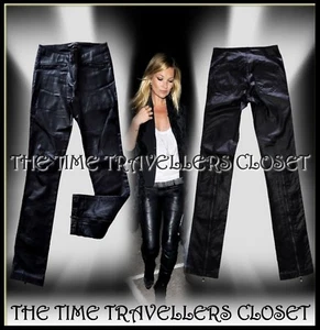 BNWT KATE MOSS TOPSHOP BLACK WET LOOK SLIM STRETCH JEANS TROUSERS UK 12 40 L31 - Picture 1 of 10